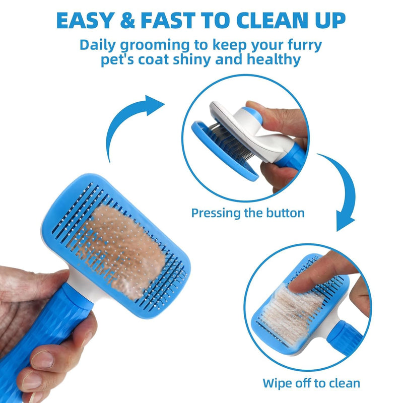 Dog Brush for Shedding,9 PCS in One Pet Slicker Hair Brush Kit with Pet Nail Clipper and File - Dog Cat Grooming Deshedding Undercoat Rake Brush Comb for All Small Large Dogs Cats Blue 9-Blue - PawsPlanet Australia