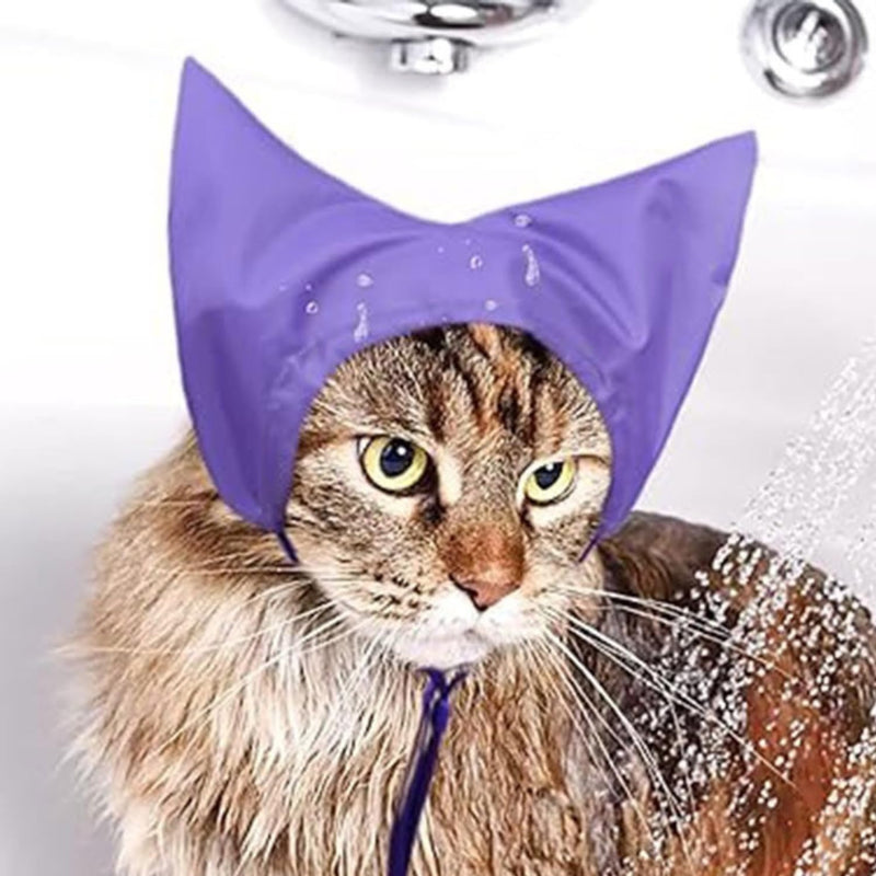 Adjustable Pet Shower Caps Bath Cap Dog Cat Shower Caps, Waterproof Adjustable Ear Protection Cats Ear Drops Guard for Kitten Puppy Small Pets Bath Protector (Purple) purple - PawsPlanet Australia