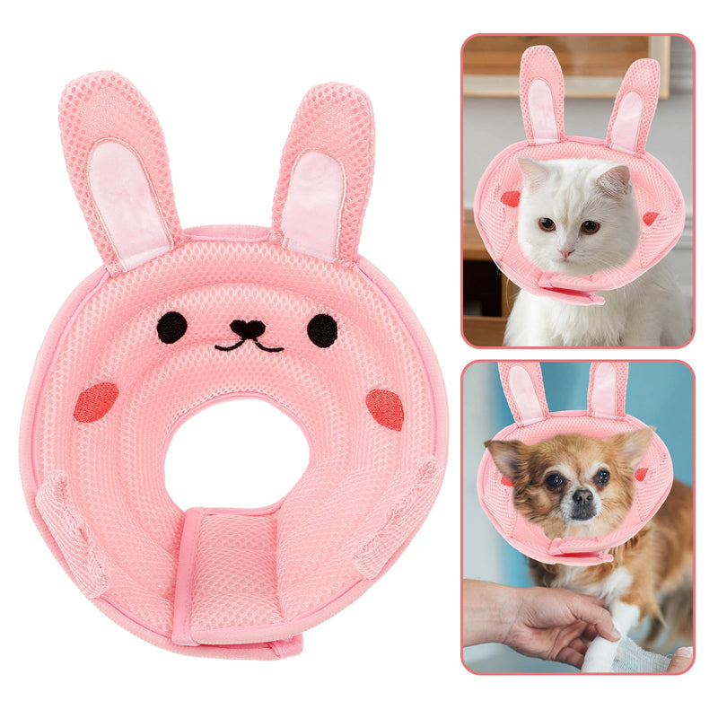 Breathable cat collar with bunny ears made of polyester. Comfortable and allows free movement. Protective recovery collar for post-operative protection for cats.