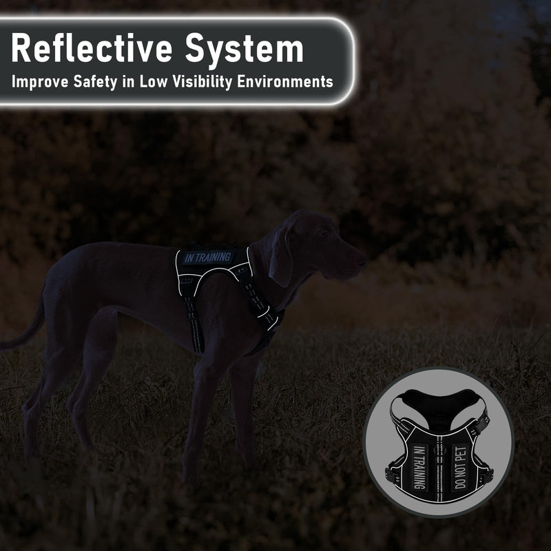 Tactical Dog Harness for Large Dogs, for Golden Retriever, Labrador, German Shepherd etc, No Pull Reflective No Choke Adjustable and Padded Pet Vest Harness, Black, L - PawsPlanet Australia