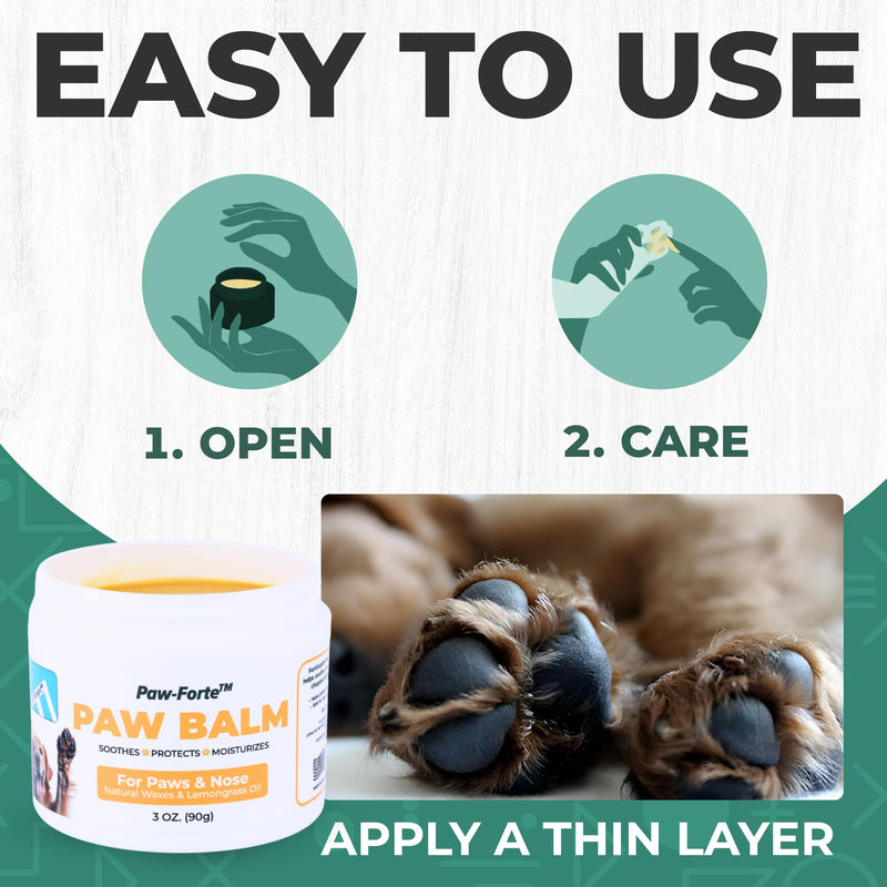 Forticept PAW Balm | Dog Paw Protector from Hot Pavement, Dirt, Salt, Ice and Snow | Soother and Moisturizer for Cracked Dog Paw Pads | Natural Wax Based, Lick Safe 3 oz - PawsPlanet Australia