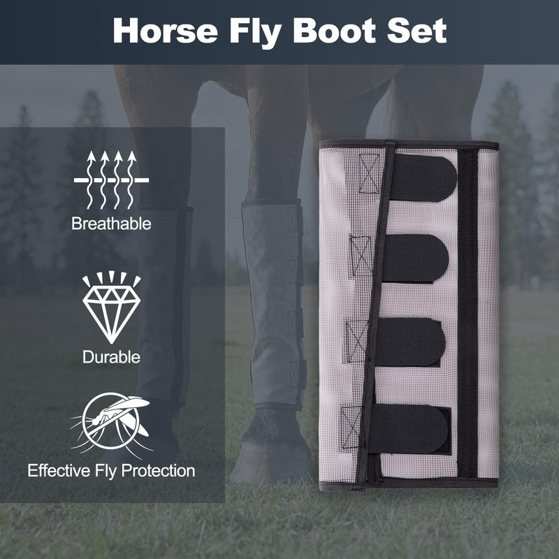 Fly Boots for Horses Set of Four Adjustable Loose Fitting Leggings for Horses Breathable Plastic Mesh Leg Protection, Reduce Stressful Stomping and Fatigue