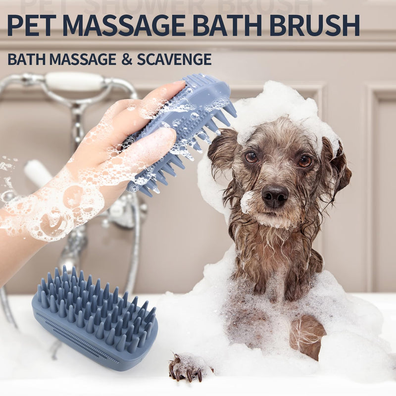 Dog Grooming Brush Pet Shampoo Bath Rubber Bristles Soothing Massage Curry Comb for Doggy Long & Short Hair Dog Scrubber Professional Quality Dog Wash Brush - PawsPlanet Australia