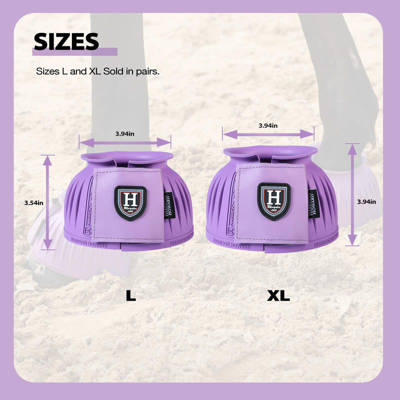 Harrison Howard Rubber Bell Boots Leather Touch-Close Overreach Boots Hoof Protection for Horses Sold in Pairs Violet L - PawsPlanet Australia
