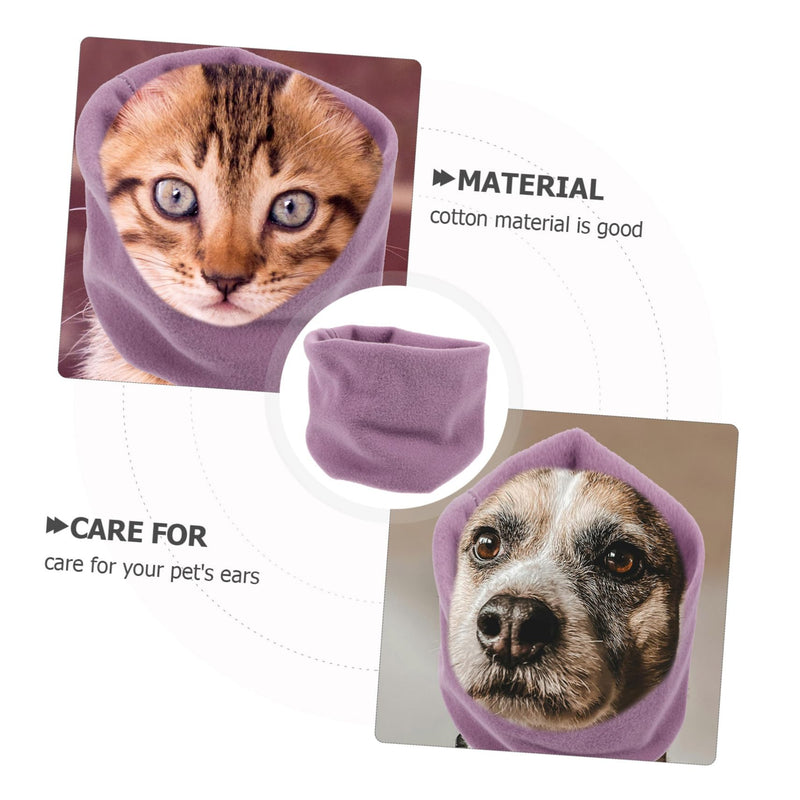 ibasenice Soothing Cotton Dog Ear Protectors with Elastic Neck Warmer, Noise-Reducing, Warm and Comfortable for Calmness in Cold Weather