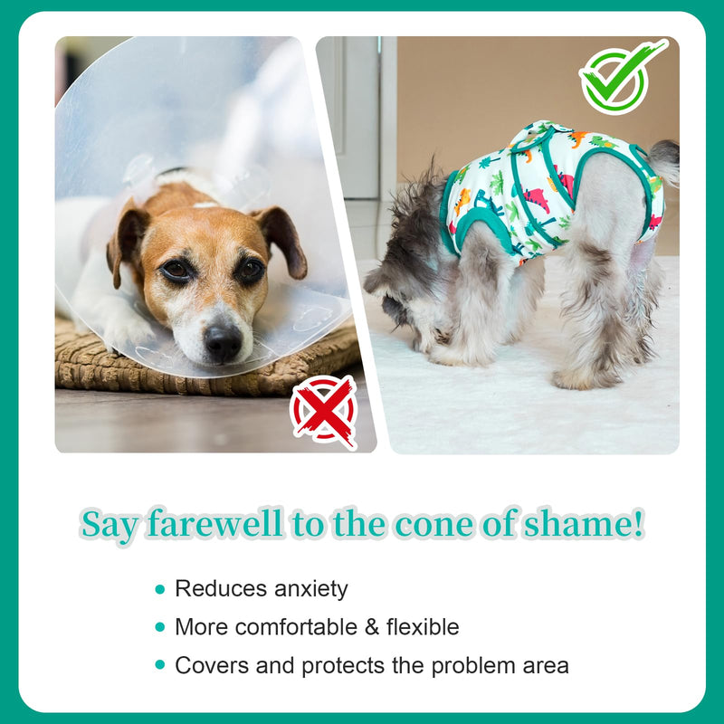 Dog Surgery Recovery Suit,Female Male Dog Onesie for Spay Neuter,Substitute E-Collar & Cone,Anti-Licking Breathable Onesie for Small Medium Large Dogs,Dinosaur M Dinosaur - PawsPlanet Australia