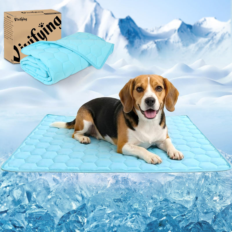 Vivifying Cooling Blanket for Dogs, Waterproof Reversible Dog Cooling Mat, Soft Pet Throw Cooling Mat for Couch, Bed, Crate, Car Seat, Breathable Summer Cat Bed Blanket 30 x 40 Inches (Blue) 30 × 40 inches - PawsPlanet Australia