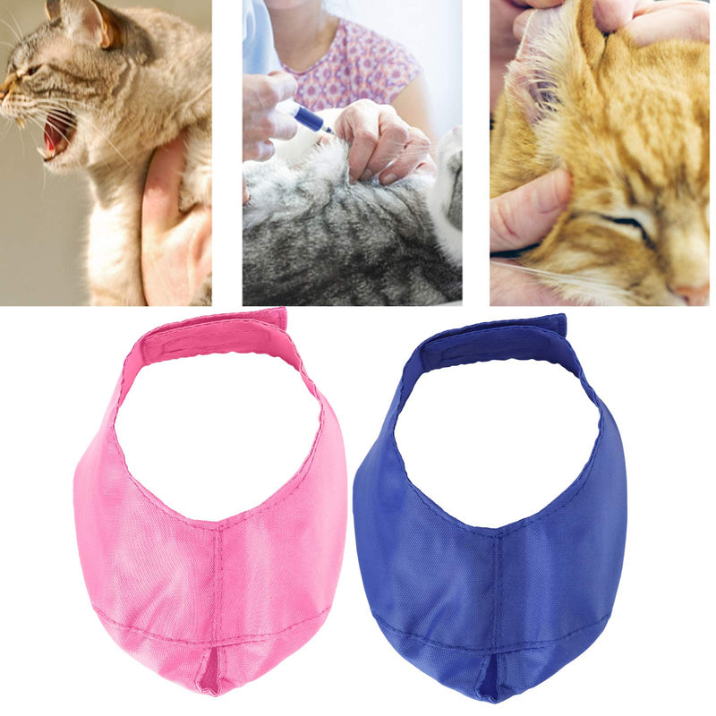 Sonew Cat Muzzle Cover 'A Breathable Nylon Pet Face Cover for Bathing and Grooming Supplies in Blue and Blue (S) Blue+Pink S