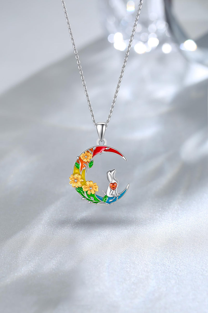 Rainbow Bridge Dog Cat Memorial Gifts Necklace Sterling Silver Jewelry Pet Memorial Gifts for Loss of Dogs Bereavement Gifts Sympathy Gift Dog and Flower - PawsPlanet Australia