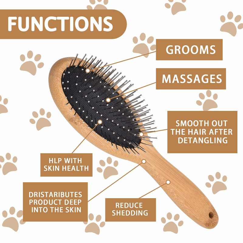 KylePet Dog Cat Brush, Pet Brushes for Dogs Pet Slicker Brush with Bamboo Handle for Dogs and Cats Long Hair Pets Grooming Comb for Removing Shedding