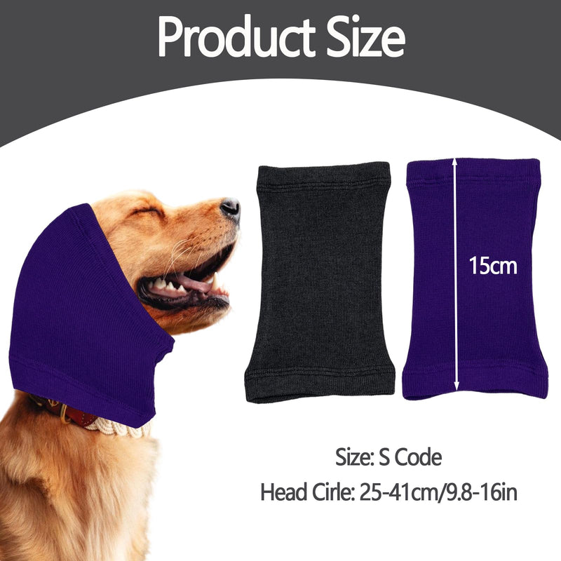 2Pcs Dog Snood, Dog Ear Defenders for Neck and Ears Warmer Noise Reduction, Ear Muffs Neck and Ears Warmer Noise Protection(Purple Grey)