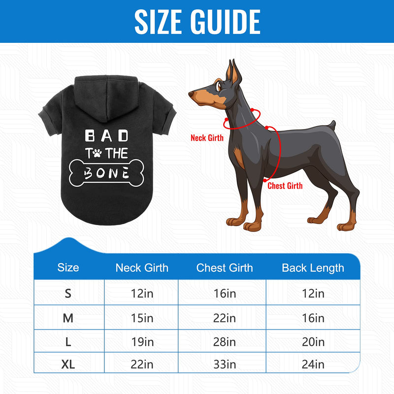 Dog Hoodies Bad The Bone Printed - Cold Protective winter Coats Warm Puppy Pet Dog Clothes Black Color Extra Large X-Large - PawsPlanet Australia