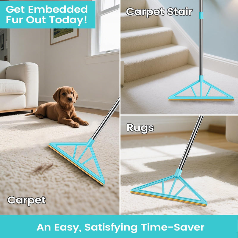 Carpet Rake for Pet Hair Removal,Reusable Pet Hair Remover, 55”Adjustable Long Handle Carpet Rake Pet Hair Remover,Dog Hair Rake,Cat Fur Brush,Lint Remover Scraper for Carpets,Rugs,Mats,Couch - PawsPlanet Australia