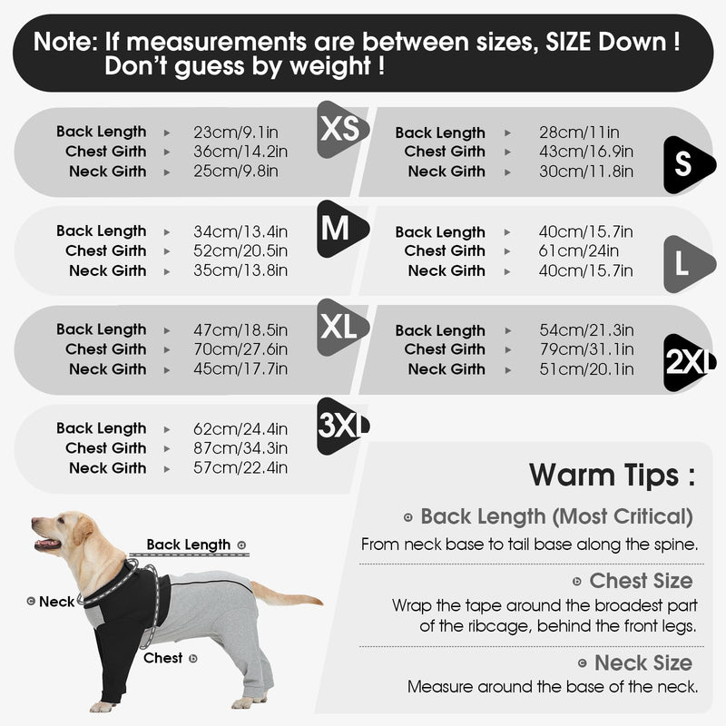 IECOii Dog Recovery Suit with Legs for Female/Male Dogs,Long Sleeve Onesie With Zipper,Bodysuit After Surgery Surgical Suit,Post Spay/Neuter Wounds Protector Medical Pet Shirt,Cone Alternative,Black L L(Chest Girth:24") Black