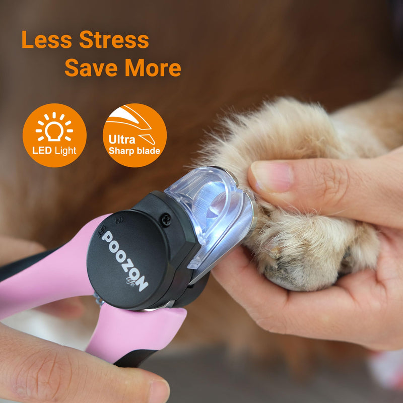 Dog Nail Clipper with Light, Illuminates Nail Clipper Kit or Bloodline for Safe, Easy Trimmers, Extra Sharp for Thick Nails, Quick Sensor, Avoid Over Cutting Toenail, for Cats & Dogs Pink - PawsPlanet Australia