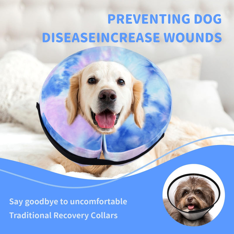 Inflatable Dog Recovery Collar, Dog Cone Collar for After Surgery, Prevent Dogs from Biting & Scratching Wound E-Collars to Help with Healing Soft Pet Recovery Collar Does M+ purpleblue - PawsPlanet Australia