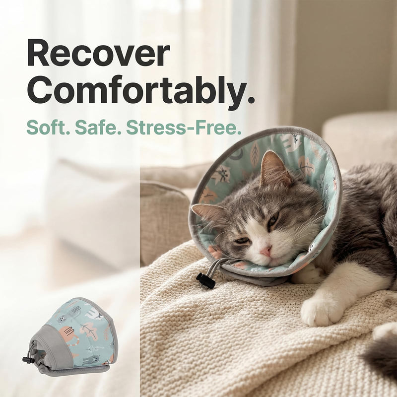 1 Pcs Soft Cat Cones to Stop Licking, cCat Cone Collar, Adjustable Cat Recovery Collars & ConesCat Soft Cone for Cats Kitten Small Dogs Puppies(Green, M)