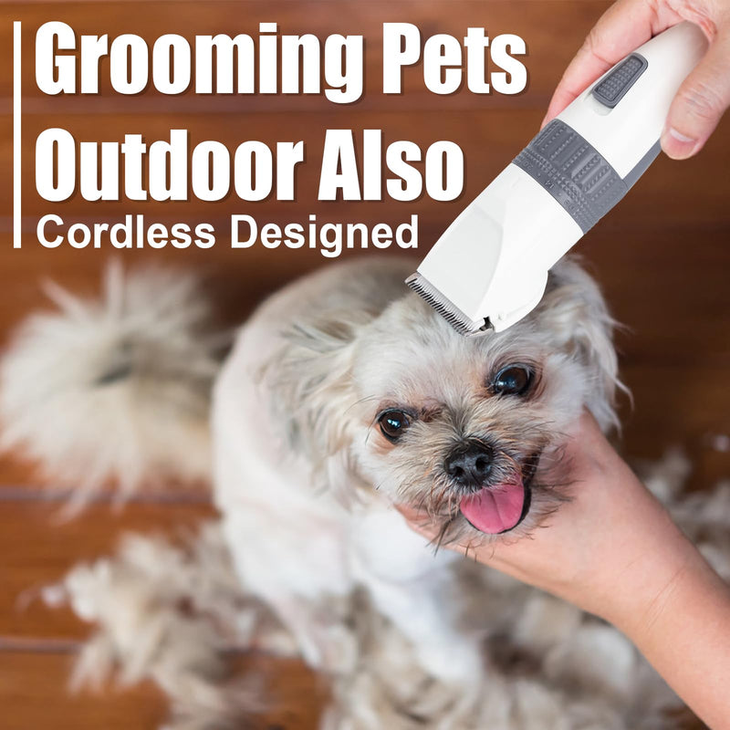 Dog Grooming Clippers, Low Noise, Electric Quiet, Adjustable Clipper Comb, Rechargeable Cordless Dog Hair Clippers for Dogs Cats Pets (White) White - PawsPlanet Australia