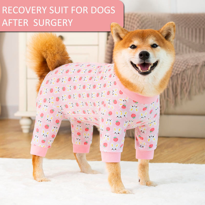 Dog Recovery Suit for Small Medium Large Dogs, Pet Onesie After Surgery Comfort Dog Bodysuit Anti Licking (Medium, Pink Bunny) - PawsPlanet Australia