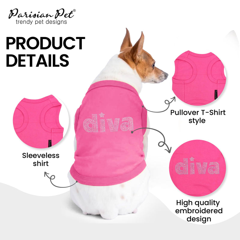 Parisian Pet Diva Dog Shirt – 100% Cotton Shirts for Large Dogs – Pink Sleeveless Soft Puppy Clothes – Lightweight and Breathable Dog Outfit – Summer Pet Apparel - Stretchable Tshirts for Dogs 3XL - PawsPlanet Australia