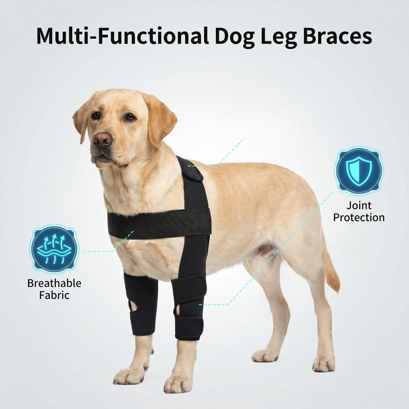 Dog Double Front Leg Braces, Breathable Canine Front Leg Support Wrap, Adjustable Dog Knee Brace for Joint Injury, Arthritis, Post Surgery Recovery, Outdoor Walking Protection, Black S Size