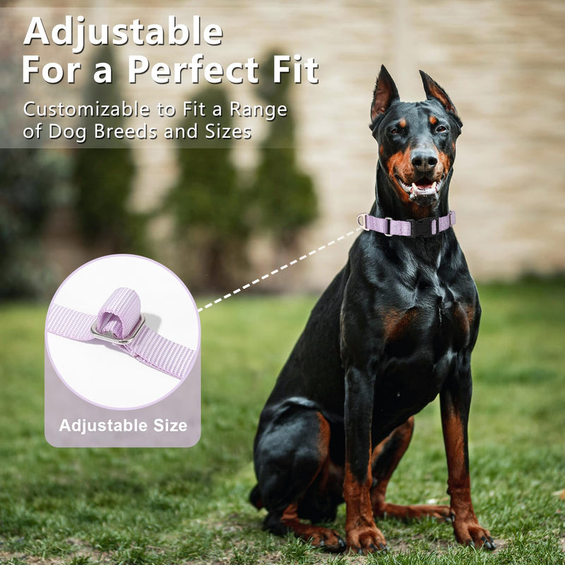 Rttochfy Martingale Dog Collars, Adjustable Nylon Dog Collar with Quick Release Buckle, No Choke Dog Training Collar for Small Medium Large Dogs (Purple, L) Purple - PawsPlanet Australia