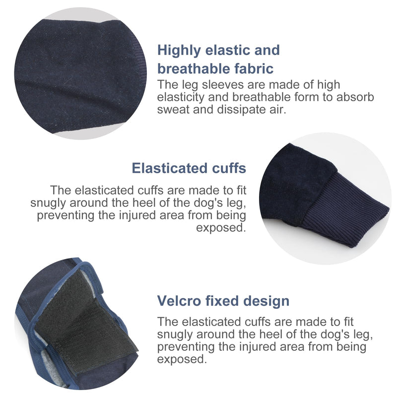 Joyan Dog Surgery Recovery Sleeve, Dog Knee Brace, Elbow Bandage Protector, Pet Socks for Paws Stop Licking, for Front Right & Left Leg, Wounds, Bandages, Anti-Licking for Dogs, Blue, L