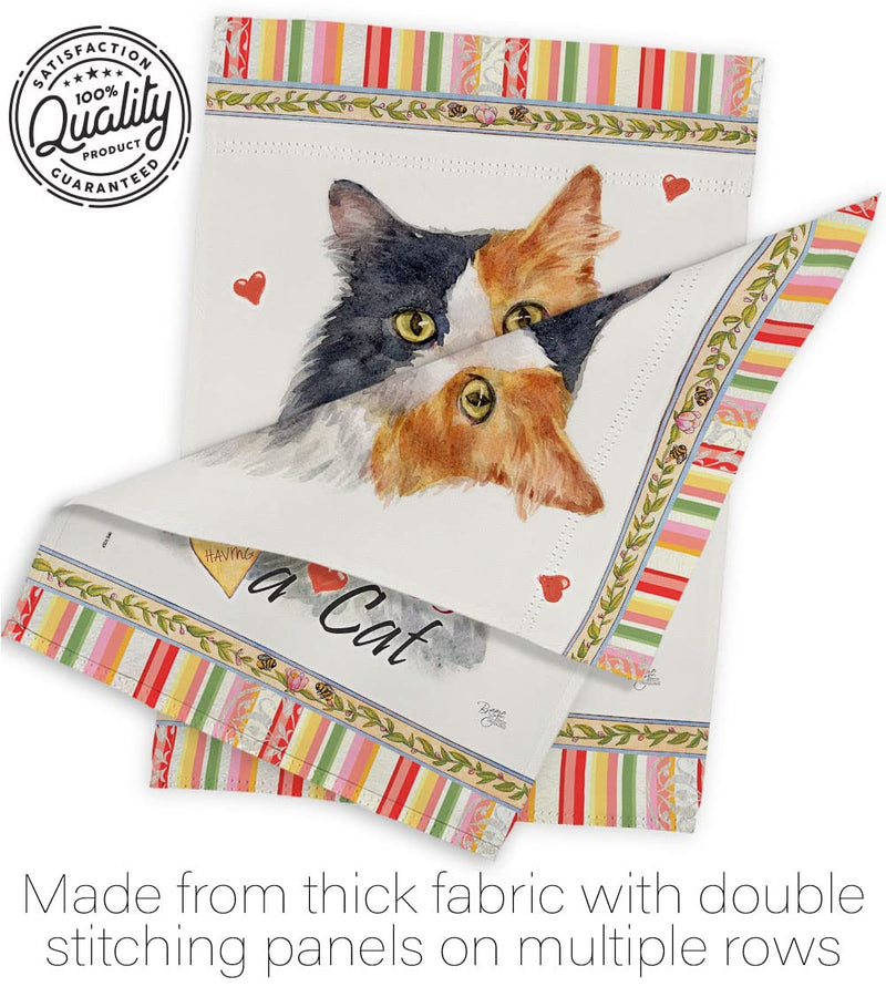 Breeze Decor Long Hair Dilute Calico Happiness House Flag-Pack Cat Kitten Meow Spoiled Paw Fur Pet Nature Farm Animal Creature Applique Banner Small Garden Yard Gift Double-Sided, Made in USA - PawsPlanet Australia
