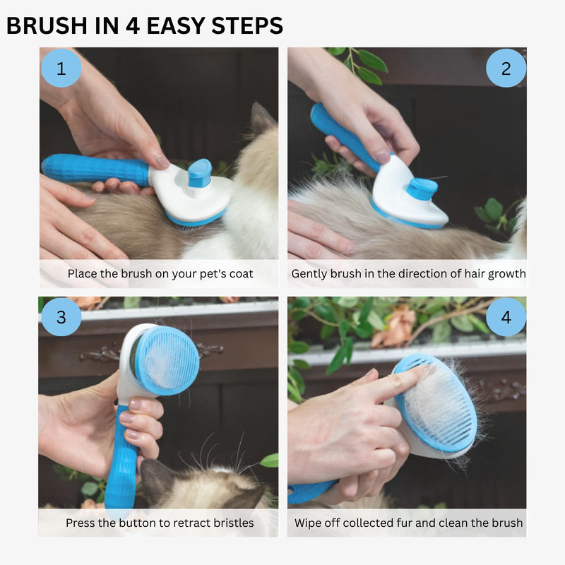 AIXINPET Cat & Dog Self Cleaning Slicker Brush - Easy to Remove Loose Fur, Harmless Deshedding Grooming Tool, Massaging Function - Suitable for Shedding & Furry Pets, like Rabbits and Ferrets - PawsPlanet Australia