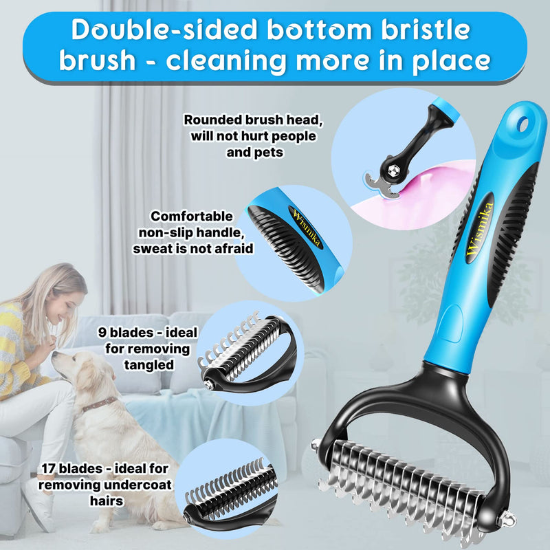 Cat Brush, Dog Brush, 2-in-1 Undercoat Brush for Medium and Long Hair, Professional Dog Brush, Undercoat or Undercoat Brush, Stainless Steel Dog Comb for Medium to Large Cats and Dogs - PawsPlanet Australia