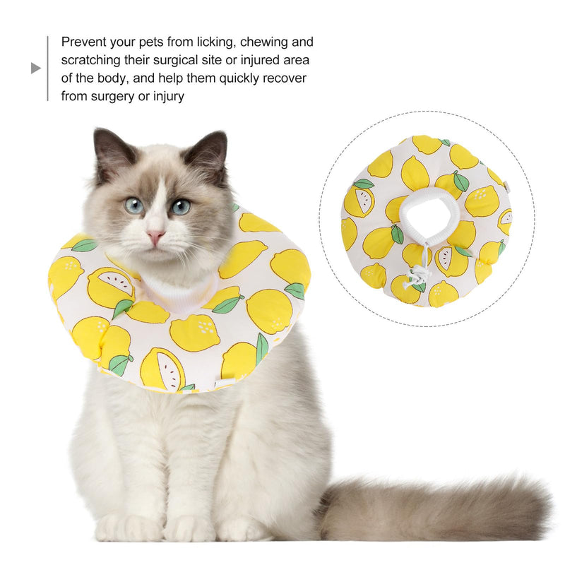ULTECHNOVO Soft Cotton Cat Neck Collar with Drawstring for Cats After Surgery Prevents Licking and Scratching During Recovery