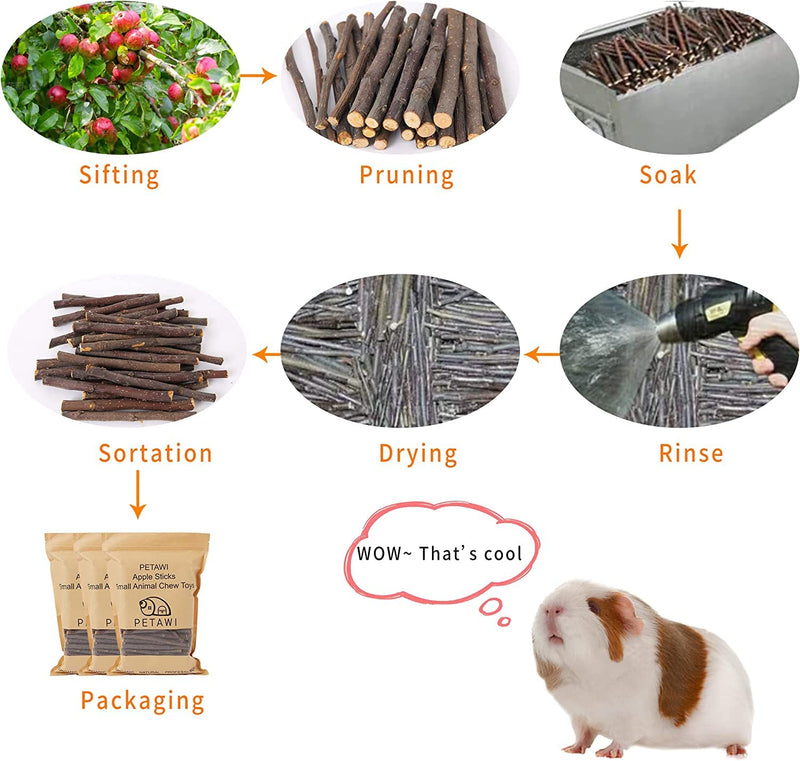 600g Apple Sticks Molar Treats, Rabbit Toys Bunny Toys Chinchilla Toys Wood Chews for Teeth Rabbit Food Guinea Pig Hamster Gerbil Toy Sticks Pet Snacks(150 Pcs) Apple Sticks 600G