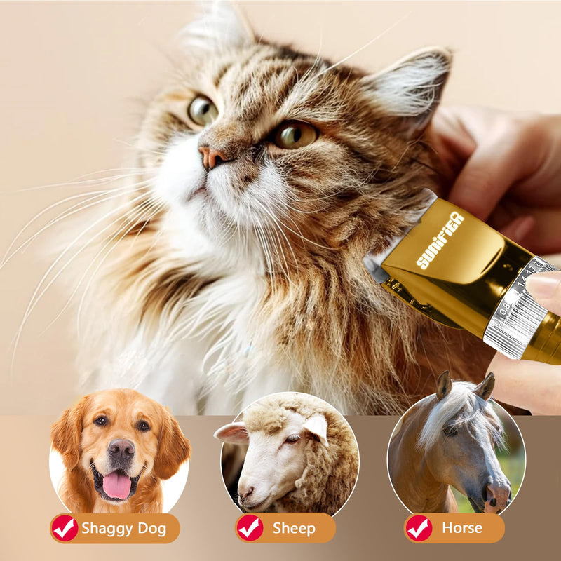 Professional Dog Grooming Clippers for Thick Coat - Dog Hair Trimmer for Grooming- Sheep Shears for Thick Hair – Pet Grooming Clippers for Dogs, Cats, Sheeps, Horse (Gold) Gold - PawsPlanet Australia