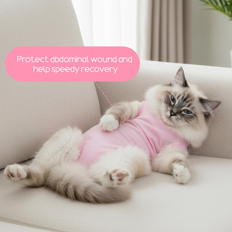 2 Pcs Cat Body Suit Post Surgery, Anti Licking Surgical Suit for Cats, Breathable Cat Spay Recovery Suit Female, Spay Suit for Female Cat to Protect Wounds or Skin Care(Purple Pink,M)