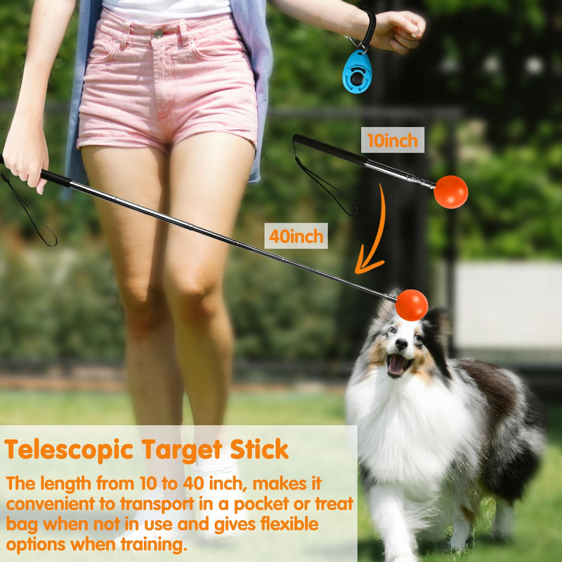 Training Kit - 1 Target Stick, 1 Training Clicker, 1 Whistle - Dog Training Equipment Tools, Cat Toilet Trainer Kit, Agility Training Lure Course For Dogs, Kitten Puppy Behavior Aids Trick (With Bell) - PawsPlanet Australia