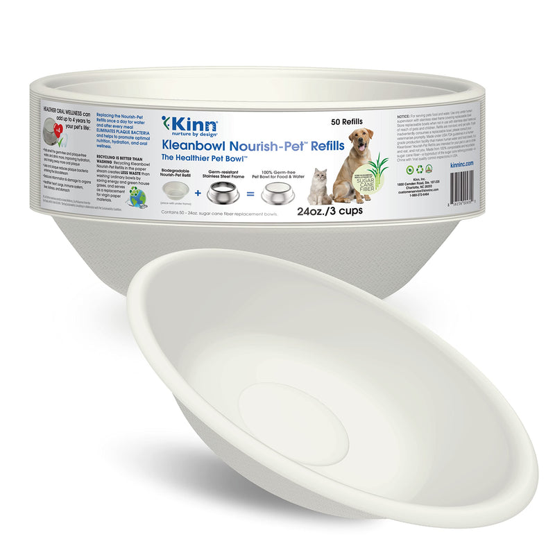 Kinn Whisker Fatigue Cat Bowl Compostable & Disposable for Food or Water, 24oz (50 Refills), Whisker Friendly Cat Dish for Owners Needing Convenience and Cleanliness in a Pet Saucer 24oz (50 Refills) - PawsPlanet Australia