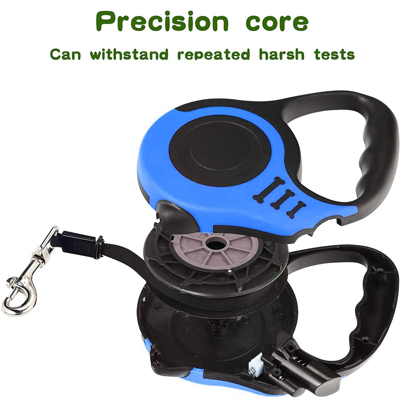 Retractable Dog Leash,Heavy Duty Dog Leash Retractable,Dog Walking Leash for Small Dog or Cat up to 26 lbs,360° Tangle-Free Strong Nylon Tape,Anti-Slip Handle,with Waste Bag Dispenser(16FT Blue) 16FT - PawsPlanet Australia