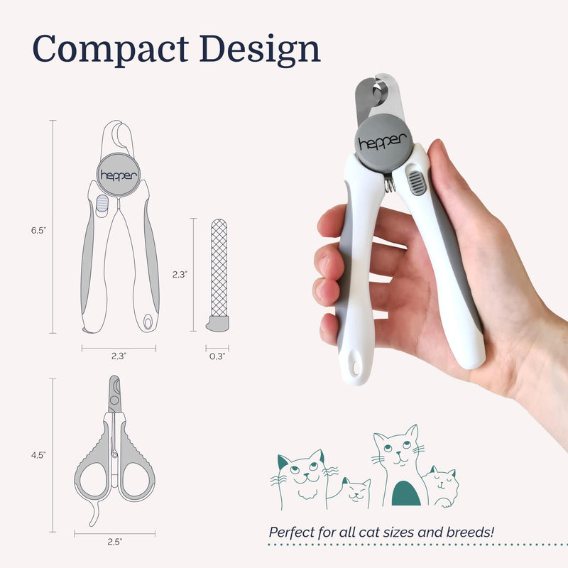 Hepper Cat Nail Clipper Kit - Small and Large Sharp Cat Claw Clippers with Added Nail File and Storage Pouch - Cat Nail Clippers with Safety Guard and Lock - Professional Cat Manicure … Grey - PawsPlanet Australia