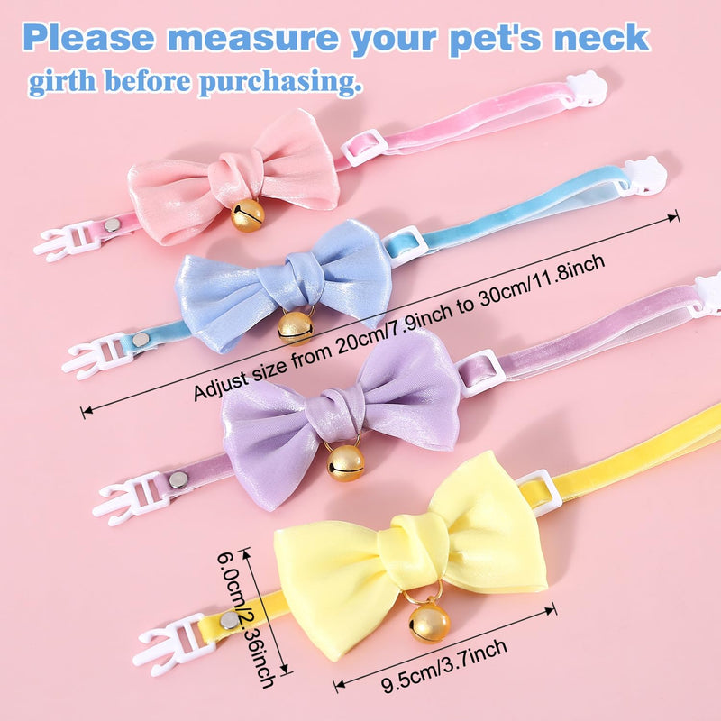 Handmade 2 Pack Satin Cute Breakaway Cat Collars with Bells and Bowtie for Cats, Pink & Blue Cat Kitten Collar for Cats Kittens Kitties Puppies Rabbits - PawsPlanet Australia