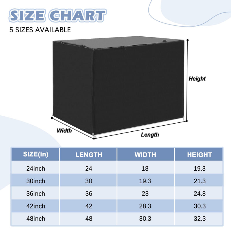 Dog Crate Cover - Double Door Waterproof Pet Kennel Cover, Durable 600D Polyester Protective Cage Cover for 24/30/36/42/48 Inch Dog Crate - Black 30 Inch - PawsPlanet Australia