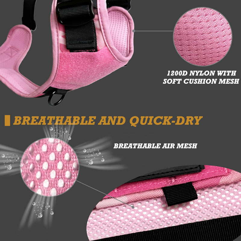 Tactical Dog and Cat Harness for XS and Small Puppy, Air Pet Vest No Pull with Reflective Do Not Pet Patches, Breathable Dog Molle Vests for Training Walking Hunting Camo Pink S - PawsPlanet Australia