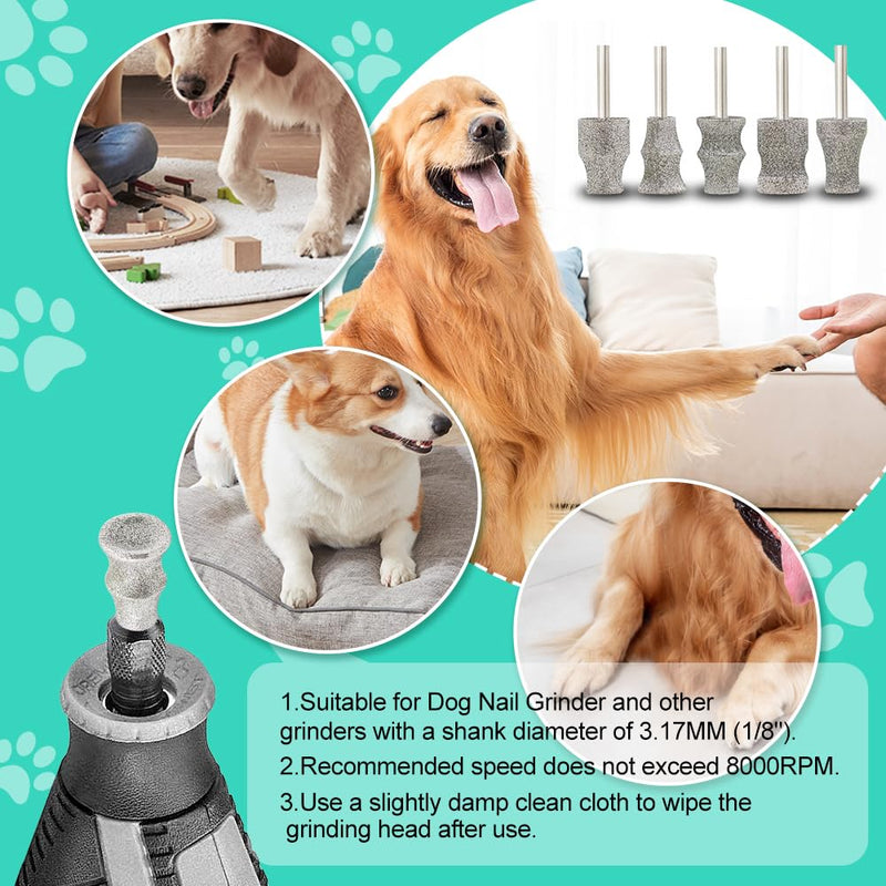 Dog Nail Grinder Bits - 2pcs 1/8" Animal Diamond Rotary Bit for Dogs and Cats, Pet Nail Grinder Wheel for Home Grooming Tools and Animal Nail Care 2pcs Type B - PawsPlanet Australia