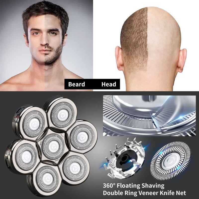 7 Blades Head Shaver Replacement Heads Electric Shaver Universal Replacement Blade Head Electric Razor for Men (7D Silvery) 7D Silvery - PawsPlanet Australia