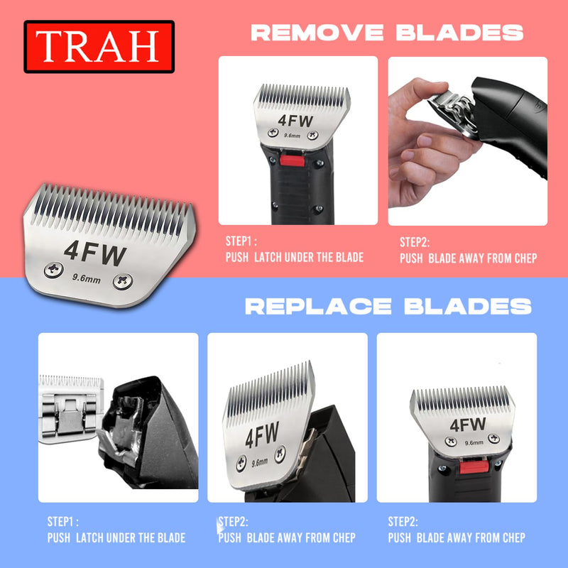 TRAH 5FW Detachable Pet Grooming Blades Dog Grooming Wide Blade Compatible with Andis Dog Clippers,Most A5, KM Series Clippers,Detachable Ceramic Blade,Size-5FW, 1/4-Inch Cut Length (6.3mm) 5FW 6.3mm