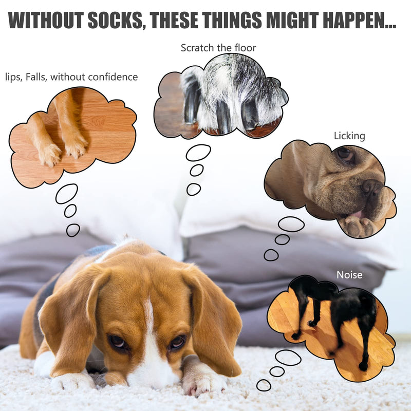PUPTECK Non-Slip Dog Socks Double Sides Grips for Hardwood Floors Prevents Licking, Dog Shoes for Hot Pavement Traction Control Booties for Senior Dogs, Paw Protector for Small Medium Large Dogs Large (Pack of 6) Black - PawsPlanet Australia