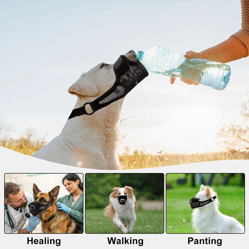 Dog Muzzle for Small Medium Large Dogs, Air Mesh Breathable and Drinkable Pet Mouth Guard for Anti-Biting Chewing Scavenging (Black,L) - PawsPlanet Australia