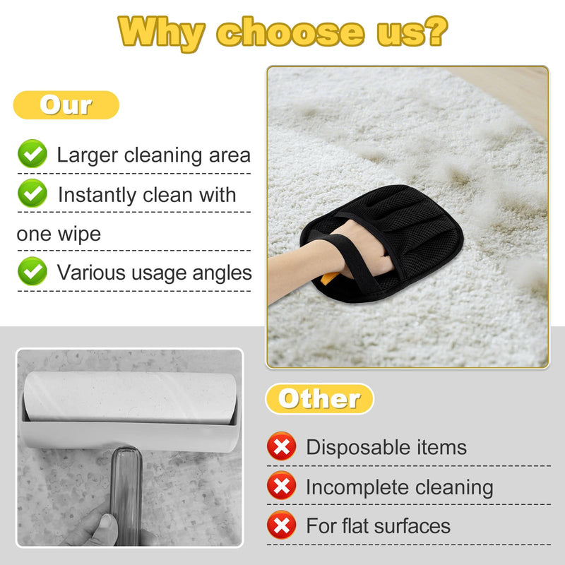2025 Upgraded Five-Finger Pet Hair Remover Electrostatic Gloves, Pet Hair Removal Glove for Dog Cat Grooming, Durable Dogs Cats Hair Removal Tool for Furniture Car Couch Carpet Clothes, 2 PCS - PawsPlanet Australia