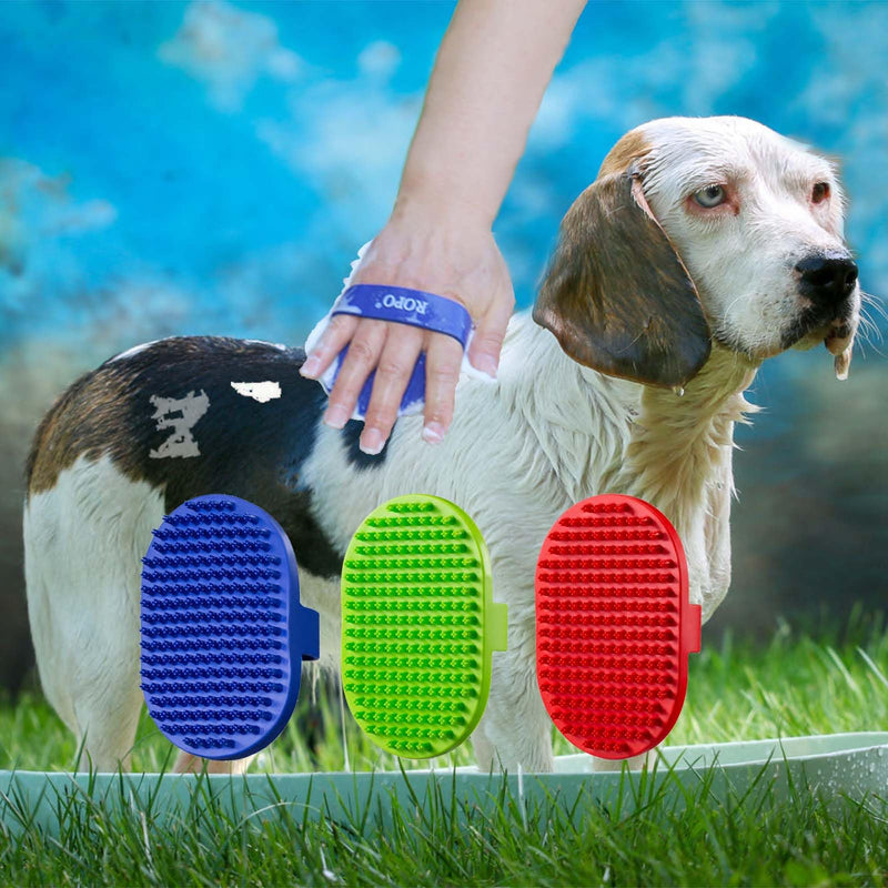 Dog bath brush, ROPO rubber massage pet shampoo brush, used for pet grooming, removing shedding fur, combing tangles and dead fur, suitable for pet dogs and cats (red) red - PawsPlanet Australia