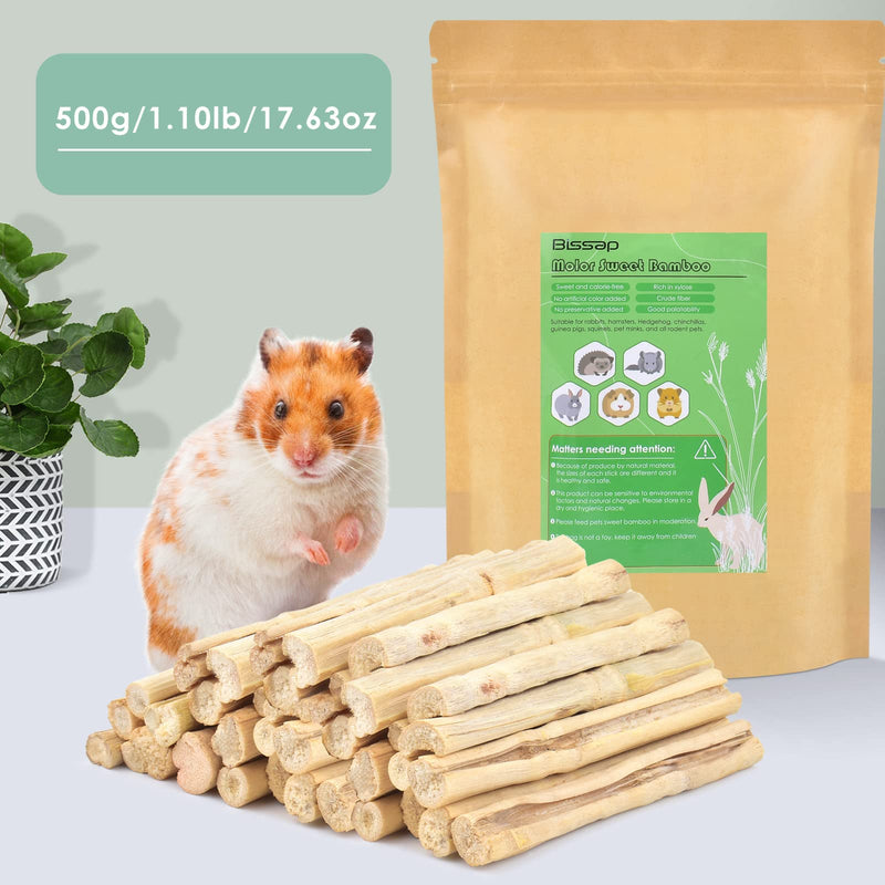 Bissap Sweet Bamboo Chew Sticks for Rabbits 500g/1.1Ib, Bunny Molar Treats Snack for Small Animals Hamsters Chinchillas Guinea Pigs Squirrels Natural Teeth Grinding Toys 1.1 Pound (Pack of 1)