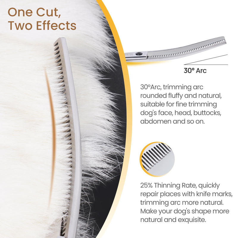 Dog Grooming Scissors,Curved Chunkers Shears Deg Grooming with Safety Round Tips, Sharp and Comfortable 4 in 1 Dog Scissers for Grooming Black - PawsPlanet Australia